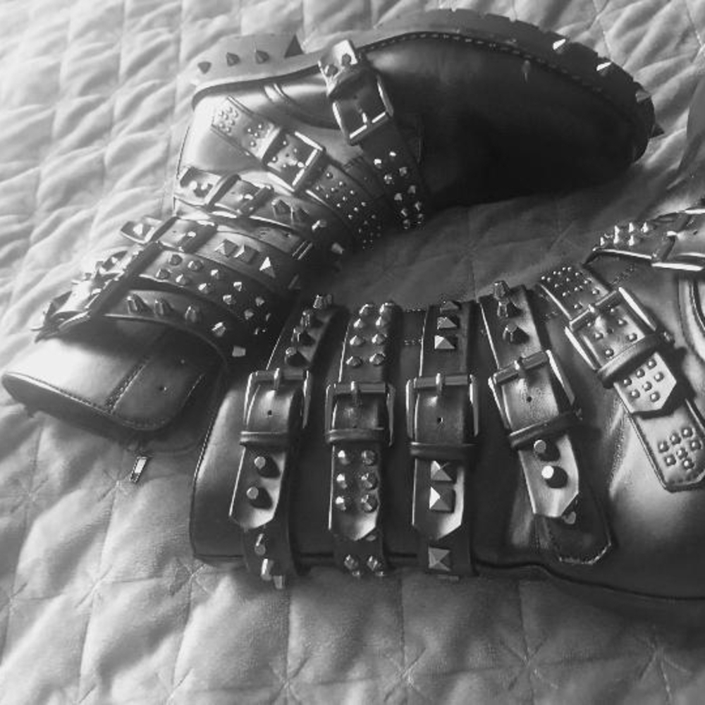 Studded Black Leather Boots